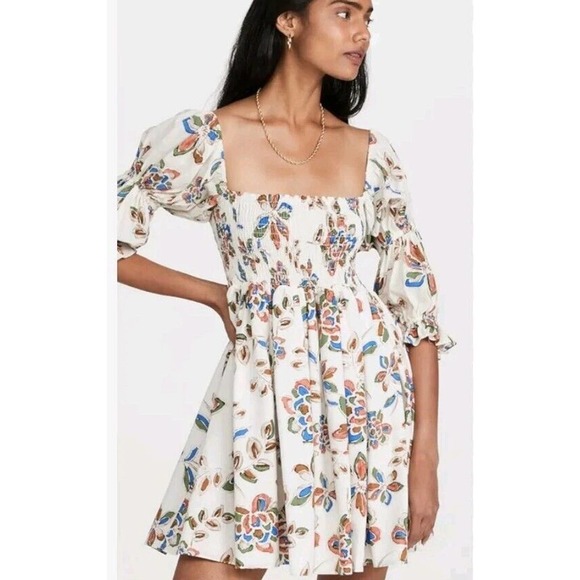 Misa Los Angeles Zadie floral mini dress Sz XS In Flora Block Smocked (A - Picture 1 of 7
